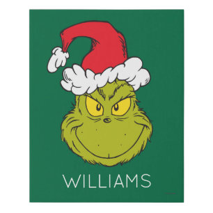 Classic Grinch   Add Your Family's Name Faux Canvas Print