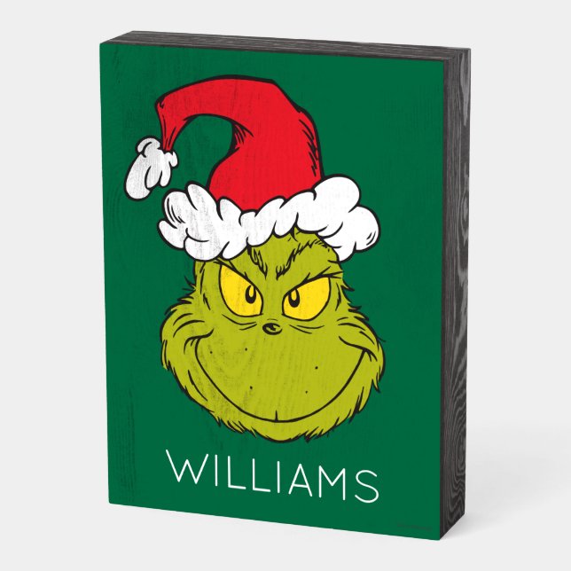 Classic Grinch | Add Your Family's Name Wooden Box Sign (Angled Vertical)