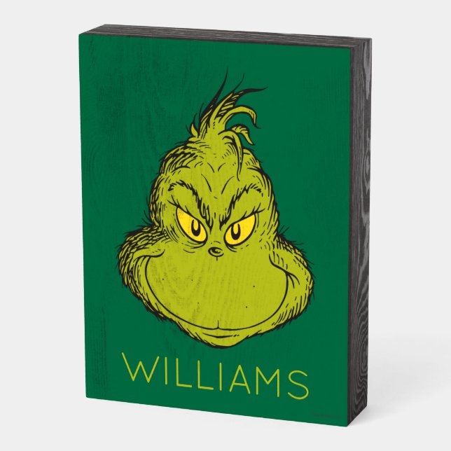 Classic Grinch | Add Your Family's Name Wooden Box Sign (Angled Vertical)