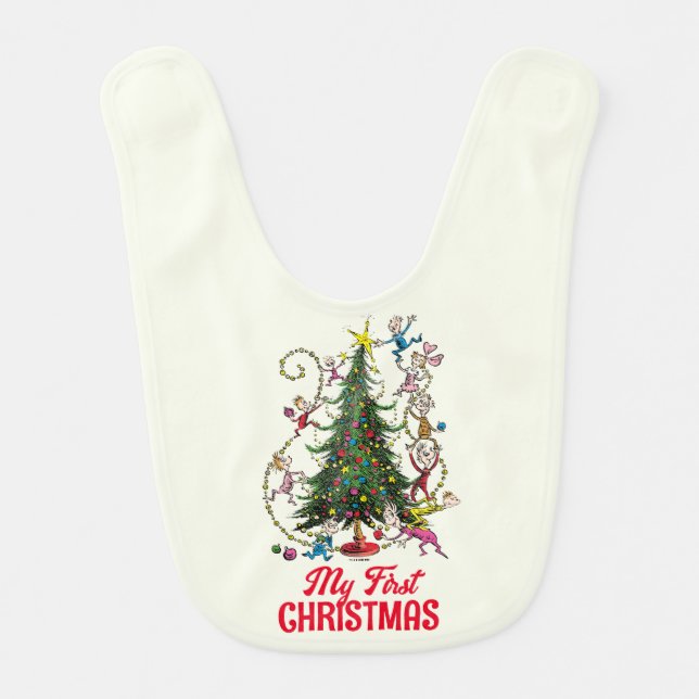 Classic Grinch | Christmas Tree Baby Bib (Front)