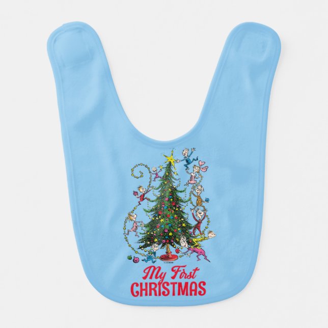 Classic Grinch | Christmas Tree Baby Bib (Front)