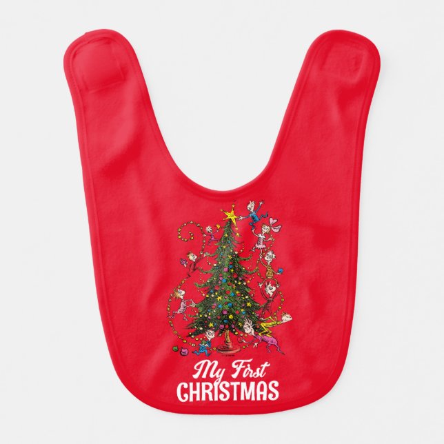 Classic Grinch | Christmas Tree Baby Bib (Front)
