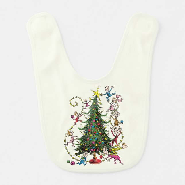 Classic Grinch | Christmas Tree Baby Bib (Front)