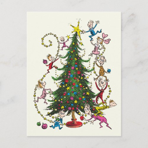 Classic Grinch  Christmas Tree Holiday Postcard