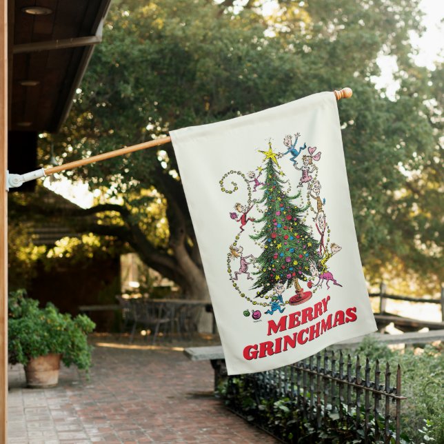 Classic Grinch | Christmas Tree House Flag (In SItu)