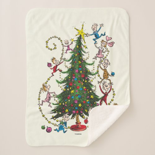 Classic Grinch  Christmas Tree Sherpa Blanket
