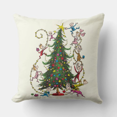 Classic Grinch  Christmas Tree Throw Pillow
