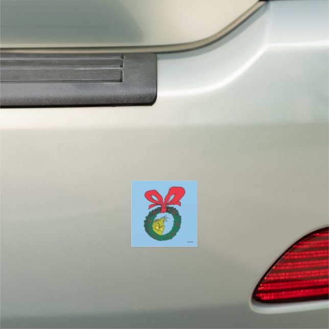 Classic Grinch | Christmas Wreath Car Magnet (In Situ)