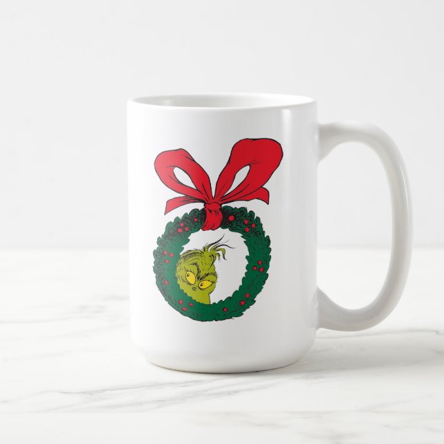 Classic Grinch | Christmas Wreath Coffee Mug (Right)