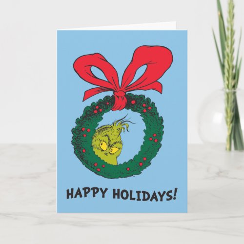 Classic Grinch  Christmas Wreath Holiday Card