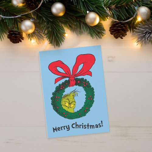 Classic Grinch  Christmas Wreath Holiday Card