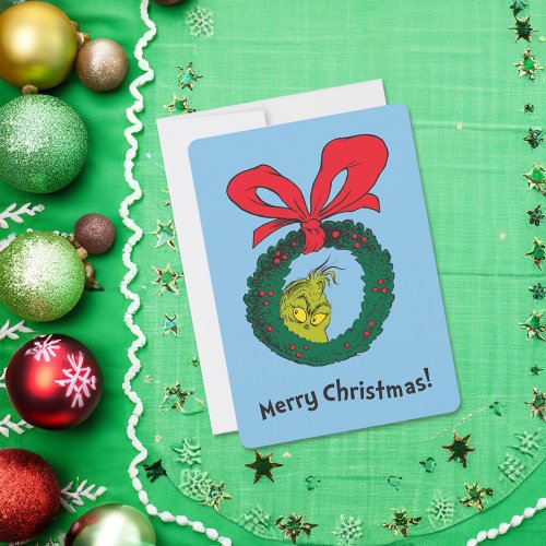 Classic Grinch  Christmas Wreath Holiday Card