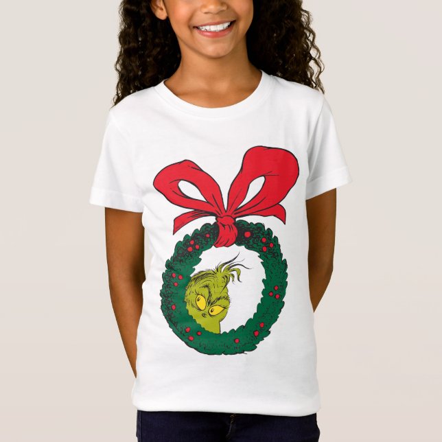 Classic Grinch | Christmas Wreath T-Shirt (Front)