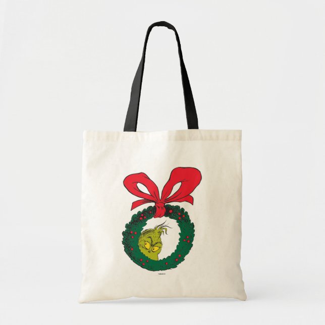 Classic Grinch | Christmas Wreath Tote Bag (Front)