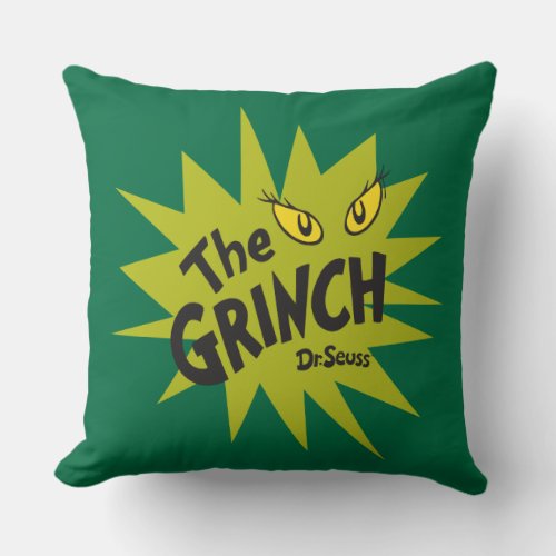 Classic Grinch  Green Starburst Throw Pillow