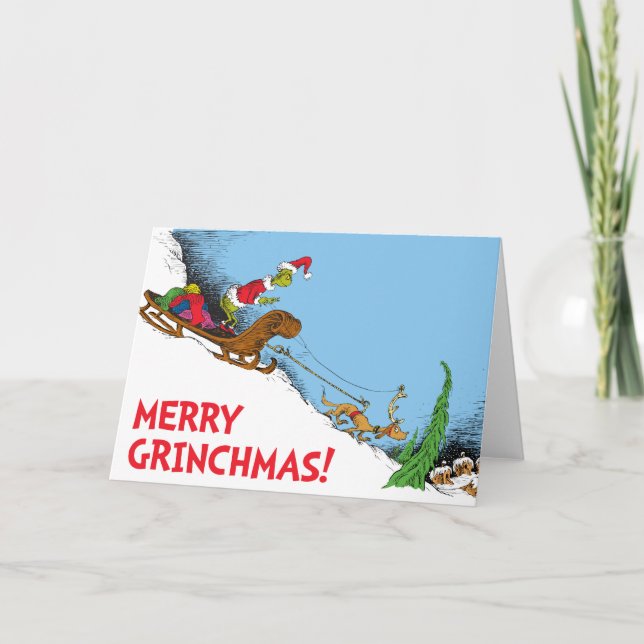 Classic Grinch | Grinch and Reindeer Max Holiday Card (Front)