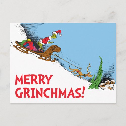 Classic Grinch  Grinch and Reindeer Max Holiday Postcard