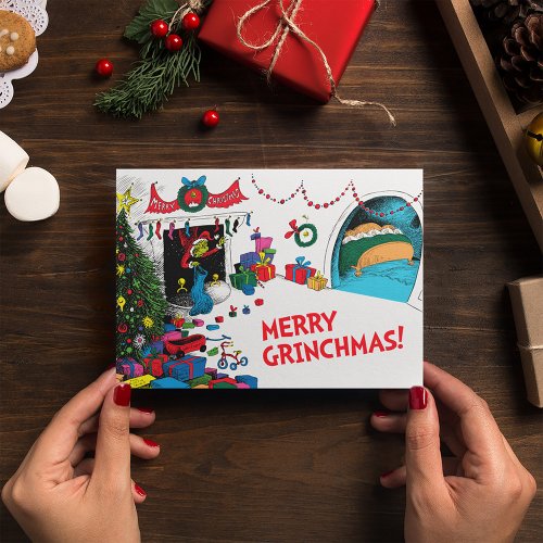 Classic Grinch  Grinch in Chimney Holiday Postcard