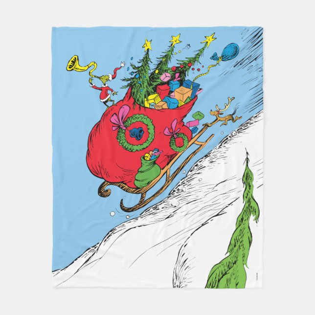 Classic Grinch | Grinch & Max Runaway Slei Fleece Blanket (Front)
