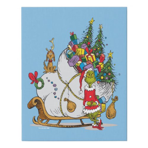 Classic Grinch  Grinch  Max Runaway Sleigh Faux Canvas Print