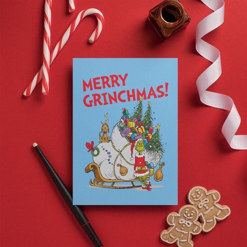 Classic Grinch  Grinch  Max Runaway Sleigh Postcard