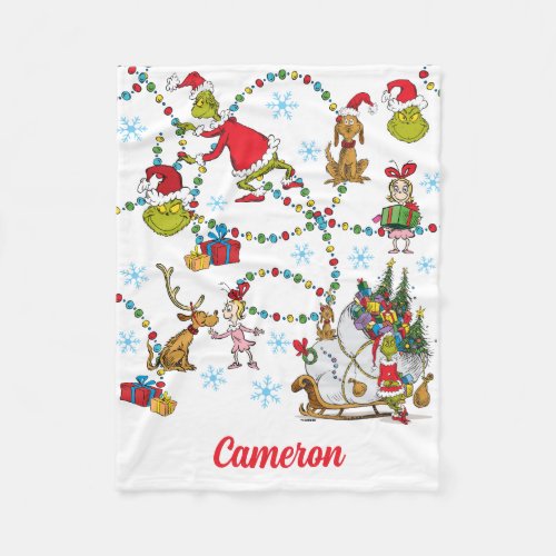 Classic Grinch  Grinch  Max with Sleigh Fleece Blanket
