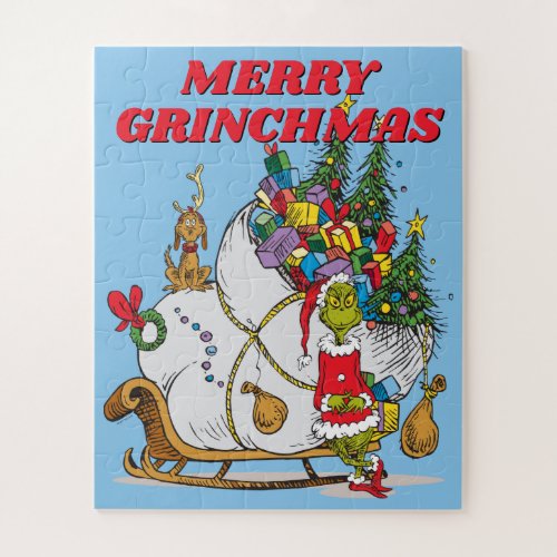 Classic Grinch  Grinch  Max with Sleigh Jigsaw Puzzle