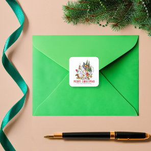 Classic Grinch | Grinch & Max with Sleigh Square Sticker