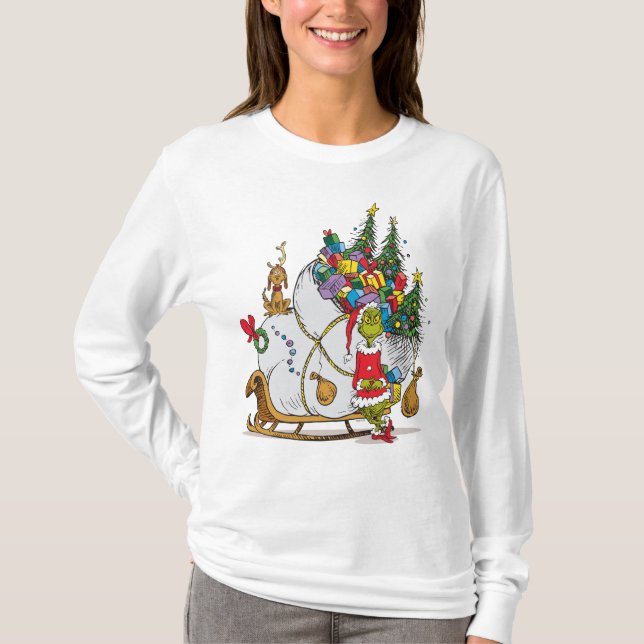 Classic Grinch | Grinch & Max with Sleigh T-Shirt (Front)