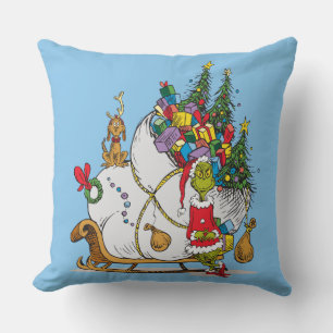 Classic Grinch Grinch & Max with Sleigh Throw Pillow
