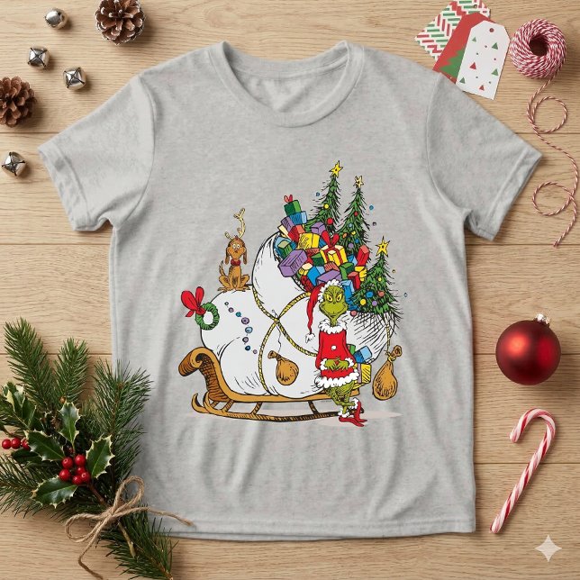 Classic Grinch | Grinch & Max with Sleigh Tri-Blend Shirt (Creator Uploaded)