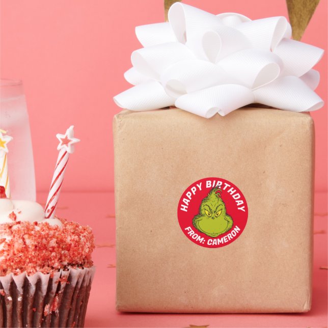 Classic Grinch | Happy Birthday Round Sticker (Party)