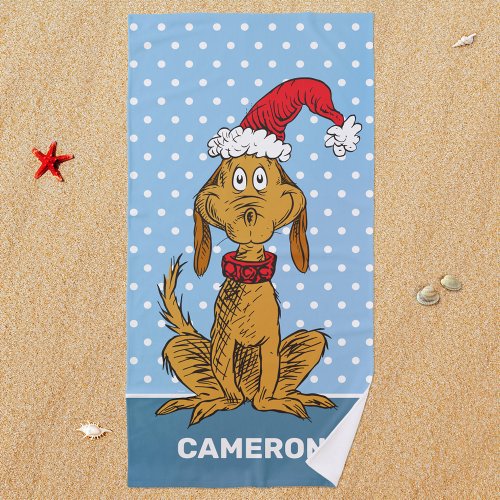 Classic Grinch  Max _ Santa Hat Beach Towel