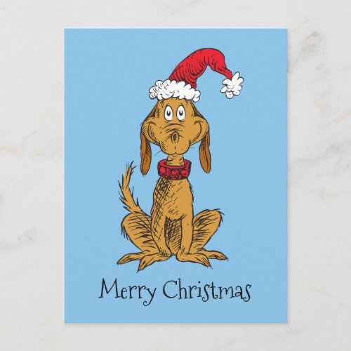 Classic Grinch  Max _ Santa Hat Holiday Postcard