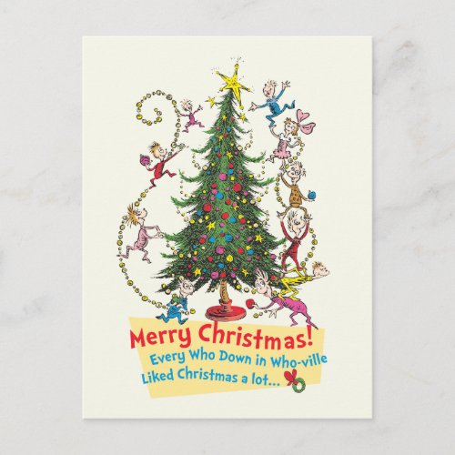 Classic Grinch  Merry Christmas Holiday Postcard