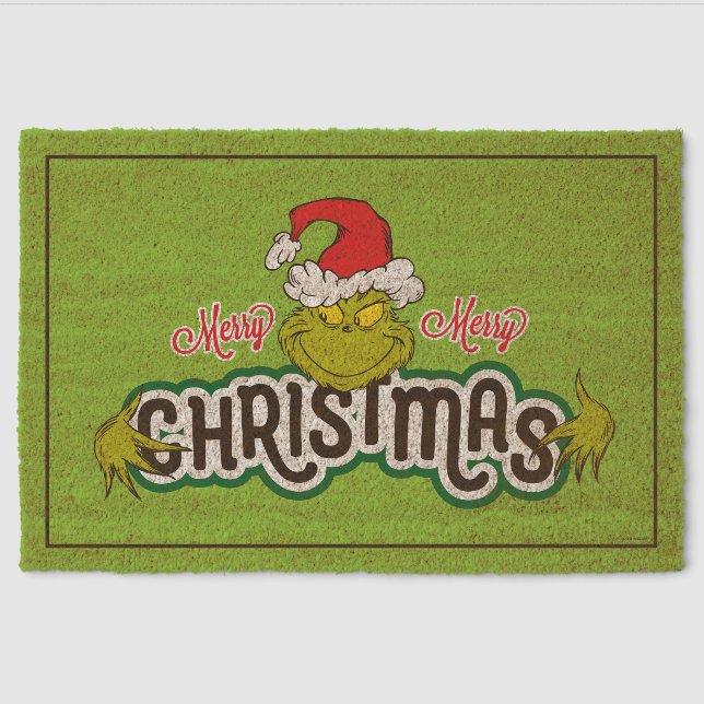 Classic Grinch | Merry Merry Christmas Fiber Doormat (Front)