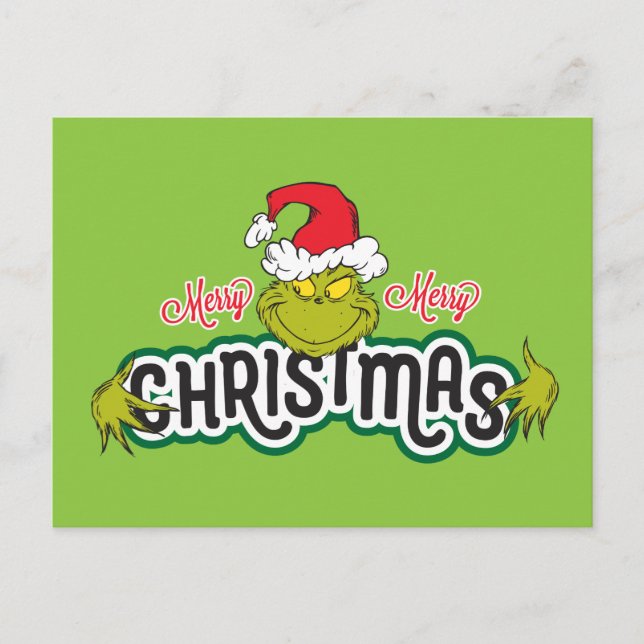 Classic Grinch | Merry Merry Christmas Holiday Postcard (Front)