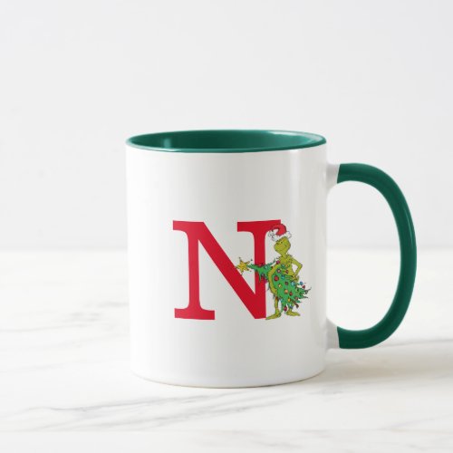 Classic Grinch  Naughty Monogram N Mug