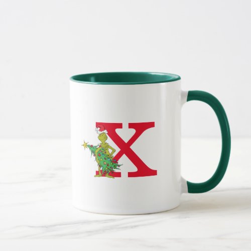 Classic Grinch  Naughty Monogram X Mug
