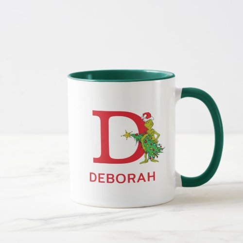 Classic Grinch  Naughty Name  Monogram D Mug