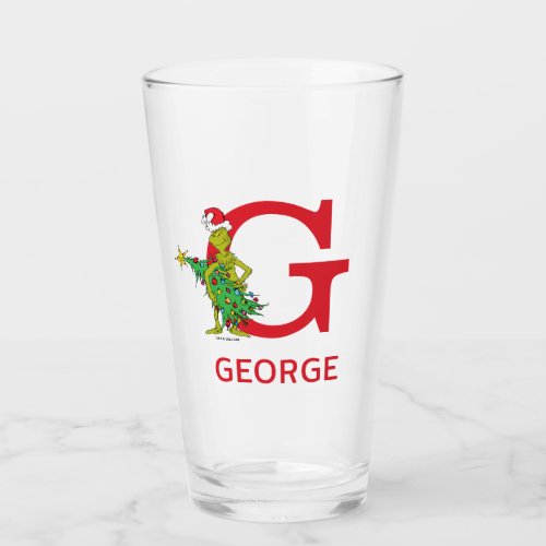 Classic Grinch  Naughty Name  Monogram Glass