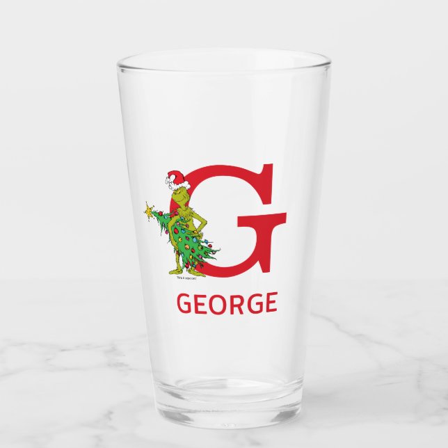 Classic Grinch | Naughty Name & Monogram Glass (Front)