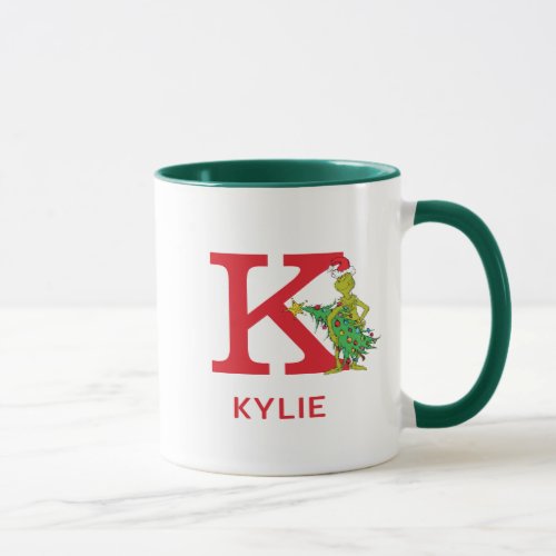 Classic Grinch  Naughty Name  Monogram K Mug