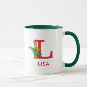 Classic Grinch Naughty Name & Monogram L Mug
