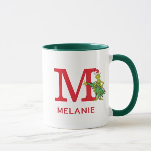 Classic Grinch  Naughty Name  Monogram M Mug