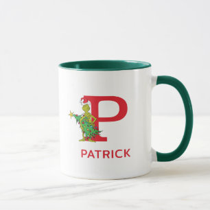 Classic Grinch Naughty Name & Monogram P Mug