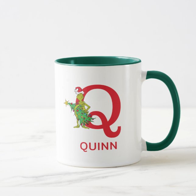 Classic Grinch | Naughty Name & Monogram Q Mug (Right)