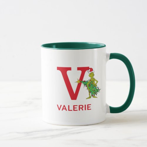 Classic Grinch  Naughty Name  Monogram V Mug