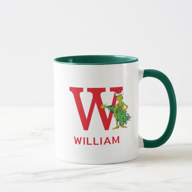 Classic Grinch | Naughty Name & Monogram W Mug (Right)
