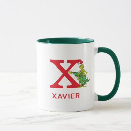 Classic Grinch  Naughty Name  Monogram X Mug